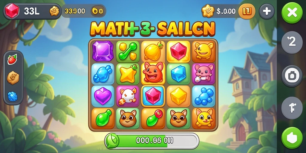Tangkapan layar permainan 33L dengan gameplay seru Match-3.