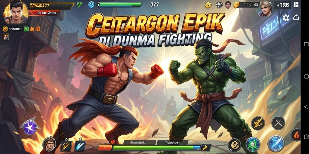 Tampilan gameplay CEMARA77 dengan pertarungan yang mendebarkan.