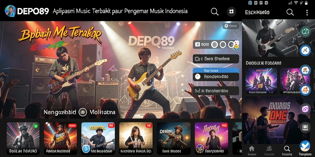 Screenshot gameplay DEPO89 menunjukkan berbagai kategori musik yang menarik.