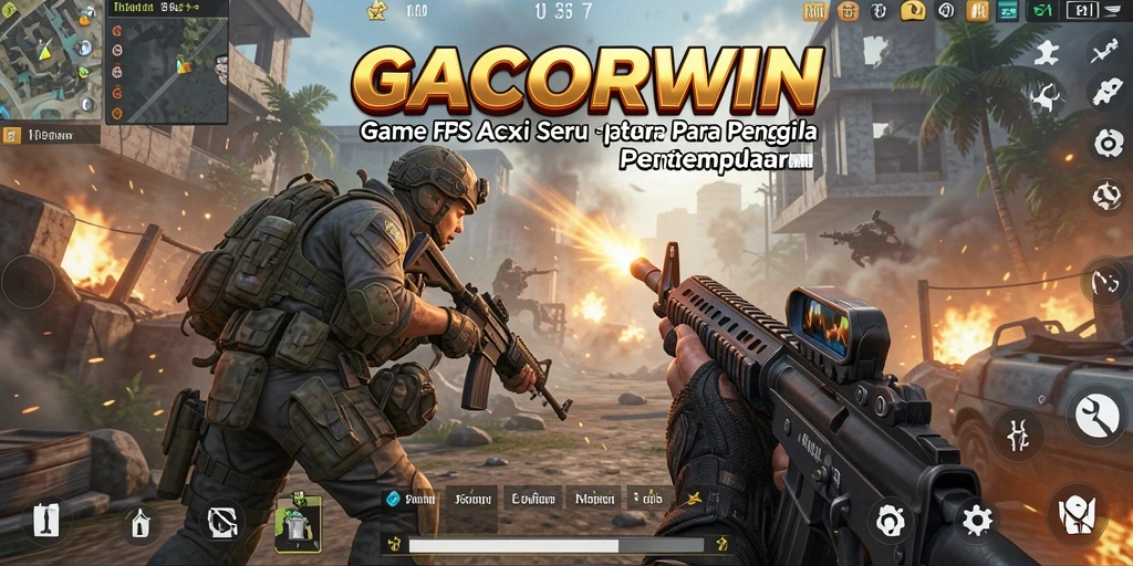 Gameplay GACORWIN yang menegangkan dalam aksi pertempuran FPS.