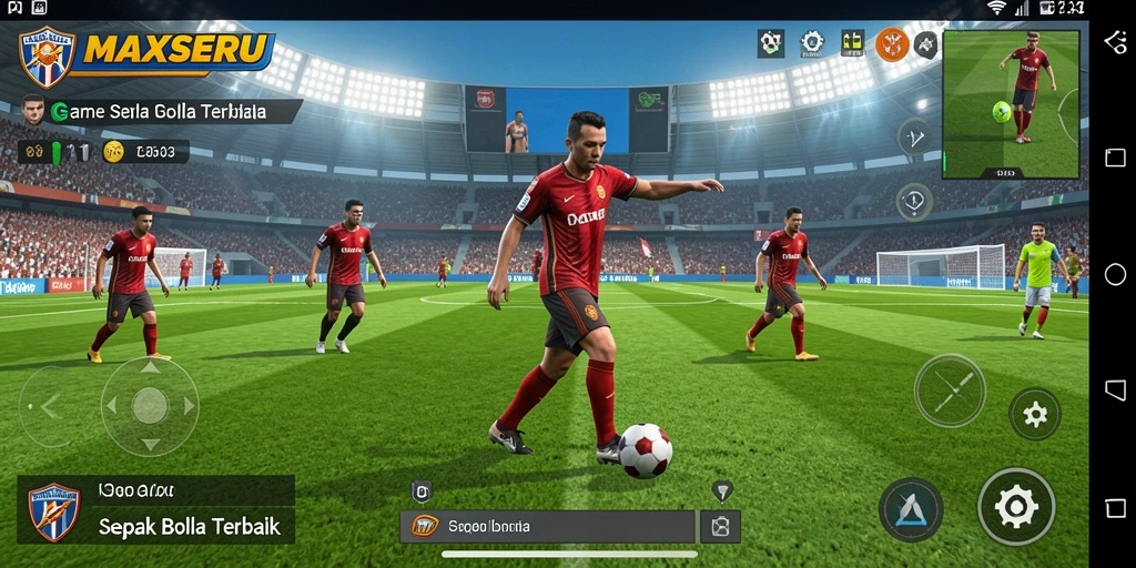 Gameplay menarik dari MAXSERU dengan aksi sepak bola yang mendebarkan.