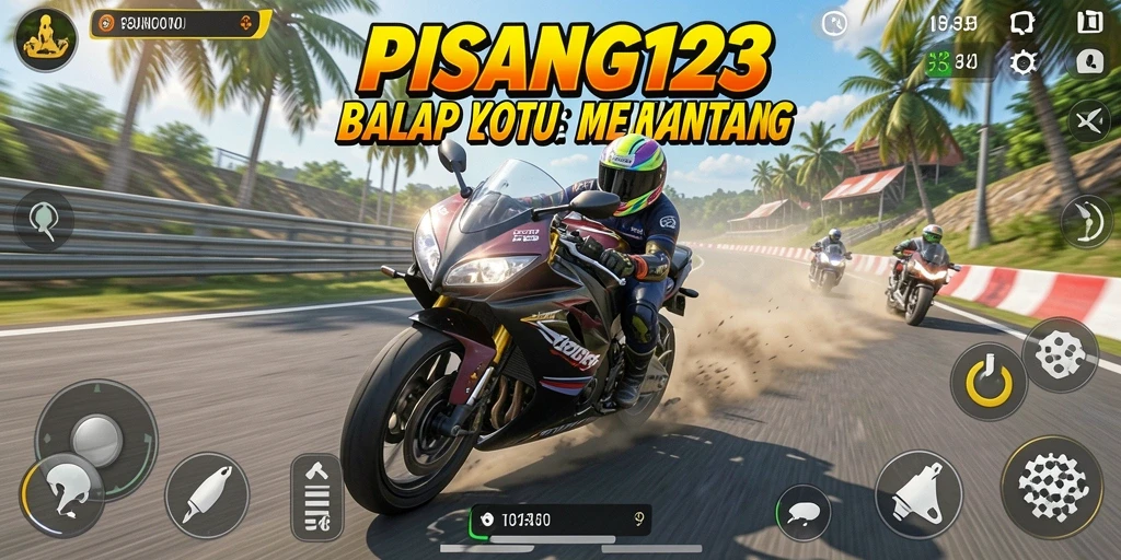 Gameplay seru dalam balap motor PISANG123 yang menantang.