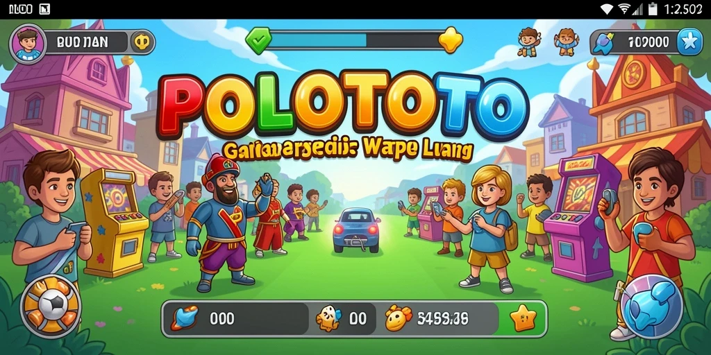 Screenshot POLOTOTO menampilkan gameplay arcade yang seru dan penuh warna.