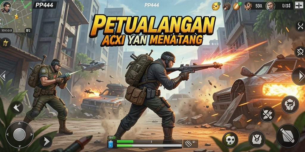 Tampilan gameplay PP444 yang penuh aksi dan mendebarkan.