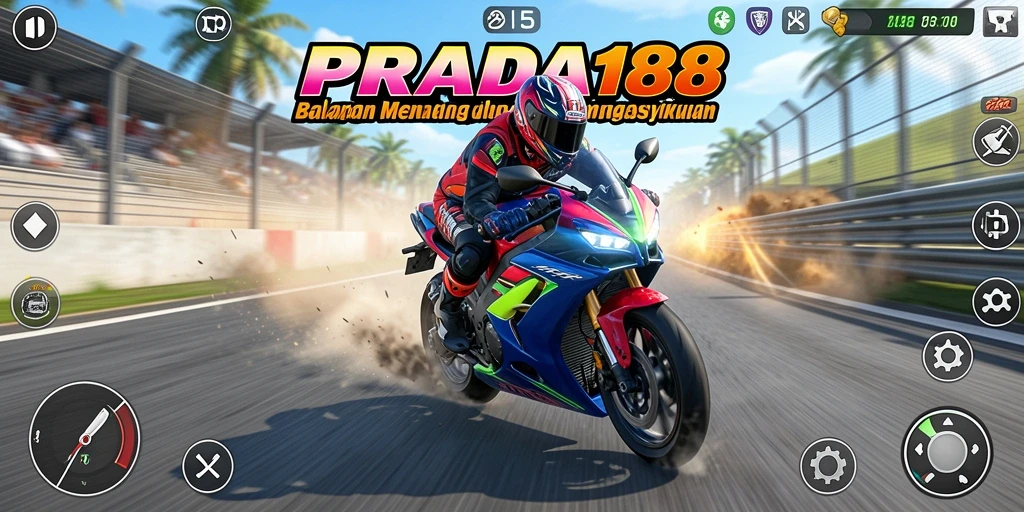 Tangkapan layar gameplay PRADA188 yang menampilkan aksi balapan motor yang menegangkan.