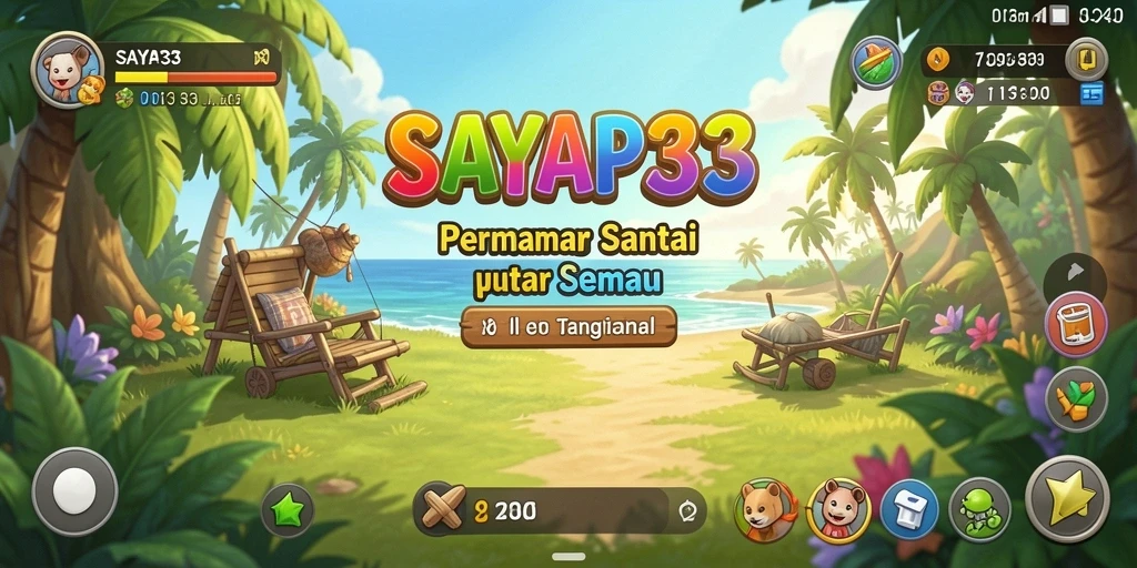 Tampilan gameplay SAYAP33 yang ceria dan penuh warna.