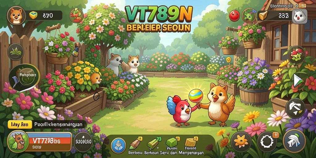 Tampilan screenshot gameplay VT789 yang menampilkan aktivitas berkebun yang seru.