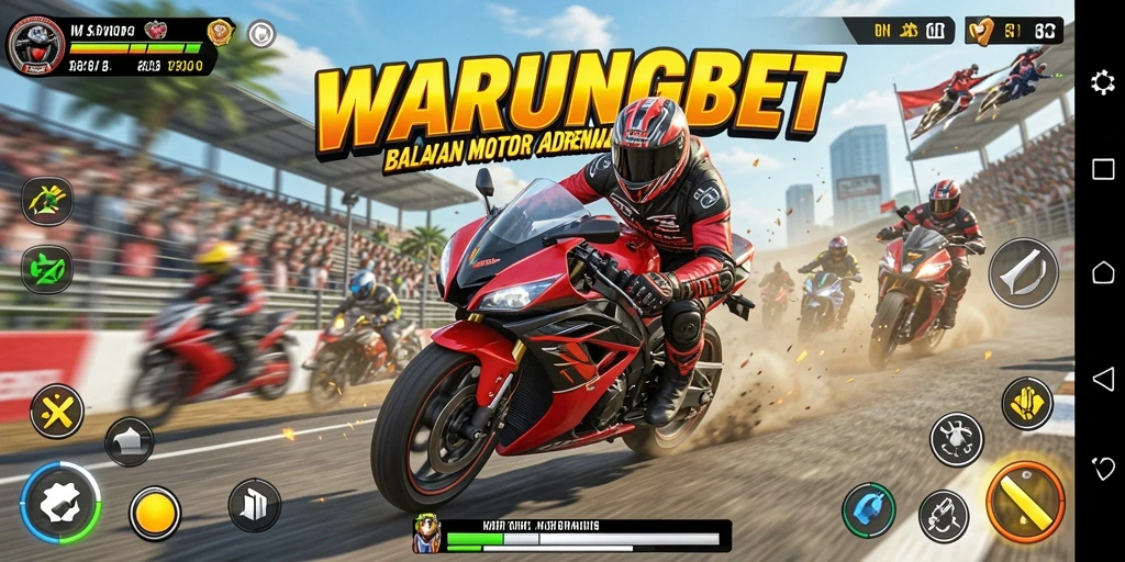 Tampilan seru balapan motor di WARUNGBET dengan trek menantang.