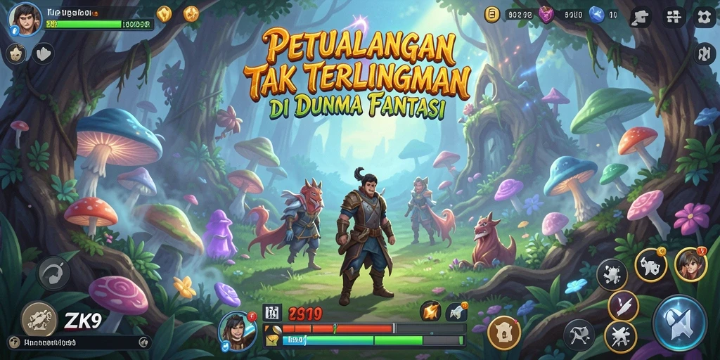Gameplay ZK9 menampilkan petualangan seru di dunia fantasi yang luas.